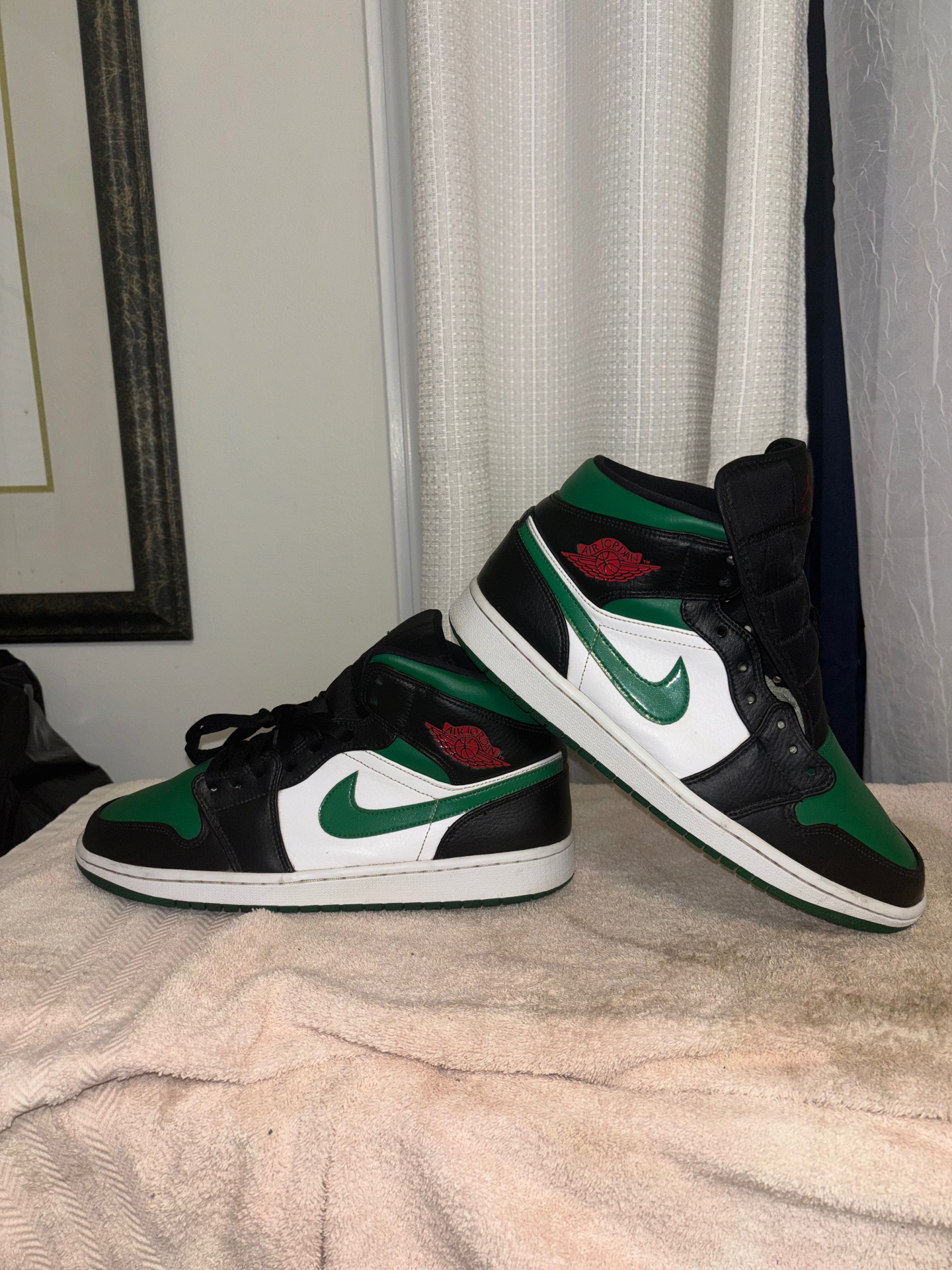 Air Jordan 1 Mid — Pine Green after restoration